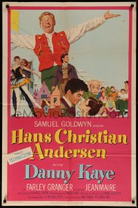 7p0646 HANS CHRISTIAN ANDERSEN 1sh 1953 cool montage of Danny Kaye, Zizi Jeanmarie & cast!