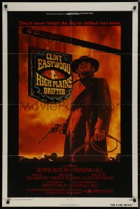 7p0654 HIGH PLAINS DRIFTER 1sh 1973 classic art of Clint Eastwood holding gun & whip!