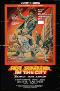 7p0660 HOT SUMMER IN THE CITY advance 24x37 1sh 1976 the fire in their loins erupted like a volcano!