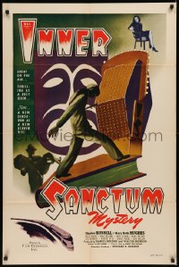 7p0681 INNER SANCTUM 1sh 1948 really cool art of murdered man standing on book by radio microphone!