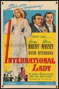 7p0683 INTERNATIONAL LADY 1sh 1941 George Brent, Basil Rathbone, sexy Ilona Massey is dangerous!