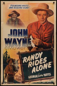 7p0688 JOHN WAYNE 1sh 1940s full-length image of The Duke with gun, Randy Rides Alone!