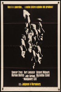 7p0690 JUDGMENT AT NUREMBERG 1sh 1961 Spencer Tracy, Judy Garland, Lancaster, Dietrich, Schell!