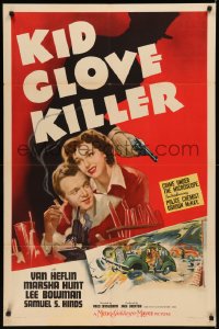 7p0696 KID GLOVE KILLER 1sh 1942 Van Heflin & Marsha Hunt, early direction by Fred Zinnemann!