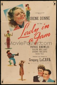 7p0706 LADY IN A JAM style D 1sh 1942 Irene Dunne, Patrick Knowles, Ralph Bellamy, Eugene Pallette