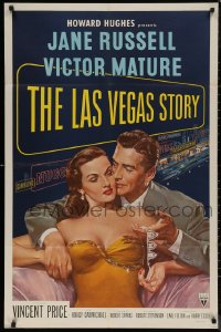 7p0709 LAS VEGAS STORY 1sh 1952 art of Mature & sexy Jane Russell in Sin City, Howard Hughes!