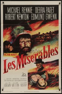 7p0718 LES MISERABLES 1sh 1952 Michael Rennie as Jean Valjean, Debra Paget, Victor Hugo!