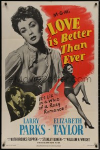 7p0725 LOVE IS BETTER THAN EVER 1sh 1952 Larry Parks + 3 great images of sexy Elizabeth Taylor!
