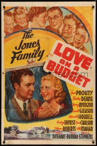 7p0727 LOVE ON A BUDGET 1sh 1937 art of Jed Prouty, Shirley Deane, Spring Byington, Jones Family!