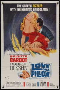 7p0728 LOVE ON A PILLOW 1sh 1964 sexy Brigitte Bardot, the screen sizzles with Bardolatry!