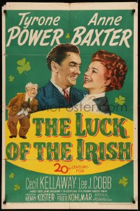 7p0729 LUCK OF THE IRISH 1sh 1948 Tyrone Power, Anne Baxter, art of leprechaun Cecil Kellaway!