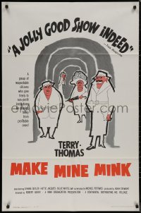7p0739 MAKE MINE MINK 1sh 1961 sexy artwork of Terry-Thomas stealing woman's clothes!
