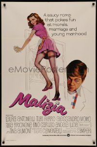 7p0740 MALICIOUS int'l 1sh 1974 Salvatore Samperi's Malizia, Italian, art of family & sexy maid!