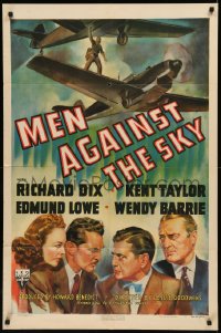 7p0753 MEN AGAINST THE SKY 1sh 1940 alcoholic pilot Richard Dix tests his new kind of plane!