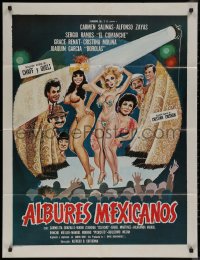 7p0134 ALBURES MEXICANOS Mexican poster 1975 Carmen Salinas, Alfonso Zayas, sexy artwork!