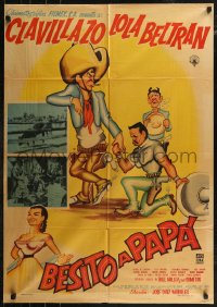 7p0140 BESITO A PAPA Mexican poster 1961 art of Antonio 'Clavillazo' Espino, sexy Lola Beltran!