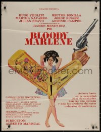 7p0142 BLOODY MARLENE Mexican poster 1979 arm brace that has deadly accuracy, Onoeldel Palacio art!