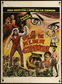 7p0159 EL HIJO DE ALMA GRANDE Mexican poster 1976 wacky images of David Lamar in the title role!