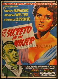 7p0164 EL SECRETO DE MI MUJER Mexican poster 1955 art of Carlos Navarro & Ariadna Welter!