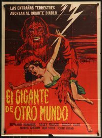 7p0169 GIANT FROM THE UNKNOWN Mexican poster 1960 monster Buddy Baer grabbing near-naked girl, rare!