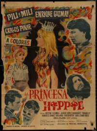 7p0183 LA PRINCESA HIPPIE Mexican poster 1969 Pilar Bayona & Emilia Bayona as Pili and Mili!