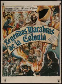 7p0190 LEYENDAS MACABRAS DE LA COLONIA Mexican poster 1974 cool horror art of masked wrestlers!