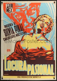 7p0192 LOCURA PASIONAL export Mexican poster 1956 art of Mexican sexiest beauty Silvia Pinal!