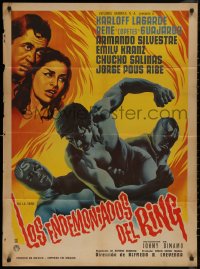 7p0193 LOS ENDEMONIADOS DEL RING Mexican poster 1966 lucha libre masked wrestling crime action!