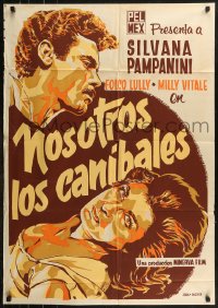7p0196 NOI CANNIBALI export Mexican poster 1953 art of sexy Silvana Pampanini, directed by Antonio Leonviola!