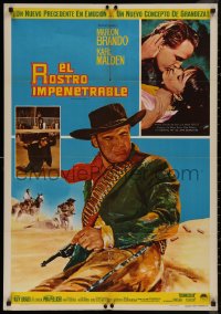 7p0197 ONE EYED JACKS Mexican poster 1962 art of star & director Marlon Brando with gun & bandolier!