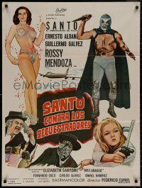 7p0203 SANTO CONTRA LOS SECUESTRADORES Mexican poster 1972 art of the famous masked wrestler!