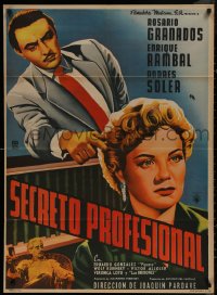 7p0204 SECRETO PROFESIONAL Mexican poster 1955 art of man on witness stand pointing accusing finger!