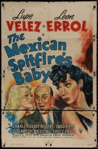 7p0755 MEXICAN SPITFIRE'S BABY 1sh 1941 Lupe Velez & Leon Errol adopt 20 year-old Marion Martin!