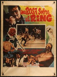 7p0209 UNA ROSA SOBRE EL RING Mexican poster 1973 Mexican luchador masked wrestler action!