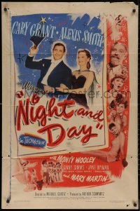 7p0778 NIGHT & DAY 1sh 1946 Cary Grant as Cole Porter loves sexy Alexis Smith!