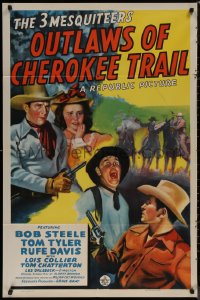 7p0803 OUTLAWS OF CHEROKEE TRAIL 1sh 1941 The 3 Mesquiteers, Bob Steele, Tom Tyler & Rufe Davis!
