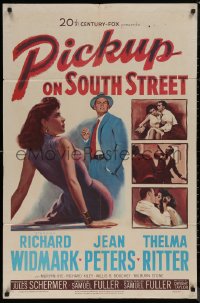 7p0819 PICKUP ON SOUTH STREET 1sh 1953 Richard Widmark & Jean Peters in Samuel Fuller noir classic!