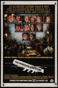 7p0826 POSEIDON ADVENTURE teaser 1sh 1972 Gene Hackman, Borgnine, top cast images, rare!