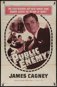 7p0832 PUBLIC ENEMY 1sh R1954 William Wellman directed classic, James Cagney & Jean Harlow!