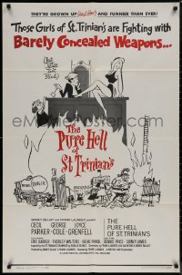 7p0833 PURE HELL OF ST TRINIAN'S 1sh 1961 English comedy, sexy artwork, barely concealed weapons!