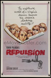 7p0846 REPULSION 1sh 1965 Roman Polanski, Catherine Deneuve, cool straight razor image!