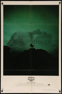7p0864 ROSEMARY'S BABY 1sh 1968 Roman Polanski, Mia Farrow, creepy baby carriage horror image!