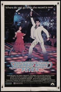 7p0868 SATURDAY NIGHT FEVER 1sh 1977 best image of disco John Travolta & Karen Lynn Gorney!