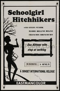 7p0871 SCHOOLGIRL HITCHHIKERS 23x35 1sh 1973 sex kittens who stop at nothing, sexy silhouette art!