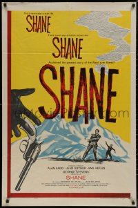 7p0876 SHANE 1sh R1959 most classic western, Alan Ladd, Jean Arthur, Van Heflin, De Wilde!