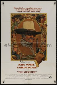 7p0879 SHOOTIST 1sh 1976 best Richard Amsel artwork of aging gunfighter John Wayne & cast!