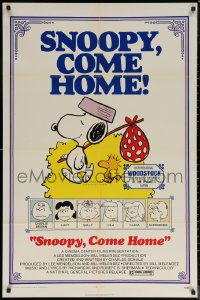 7p0883 SNOOPY COME HOME 1sh 1972 Peanuts, Charlie Brown, great Schulz art of Snoopy & Woodstock!
