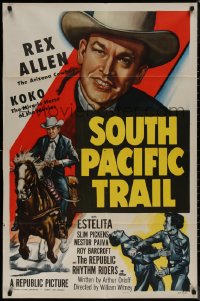 7p0888 SOUTH PACIFIC TRAIL 1sh 1952 Arizona Cowboy Rex Allen & Koko, Miracle Horse of the Movies!
