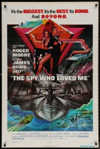 7p0892 SPY WHO LOVED ME 1sh 1977 great art of Roger Moore as James Bond by Bob Peak!