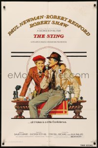 7p0899 STING 1sh 1974 artwork of con men Paul Newman & Robert Redford by Richard Amsel!